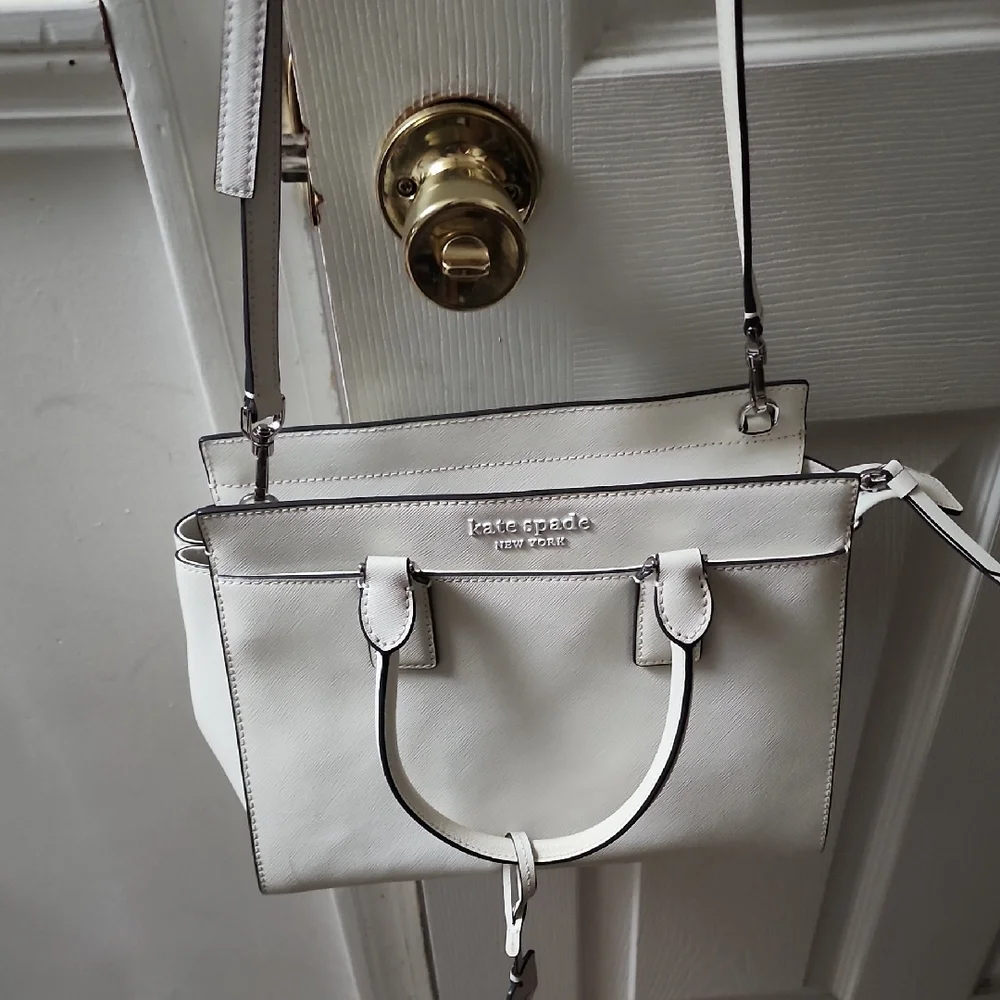 Kate Spade Optic White Cameron Satchel Normcore Neutral Rare Vintage Minimalist - Picture 10 of 10